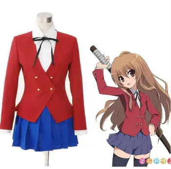 

Japanese Anime TIGER DRAGON Toradora Aisaka Taiga Cosplay Costume School Uniform for Girls Blazer+Blouse+Skirt+Tie