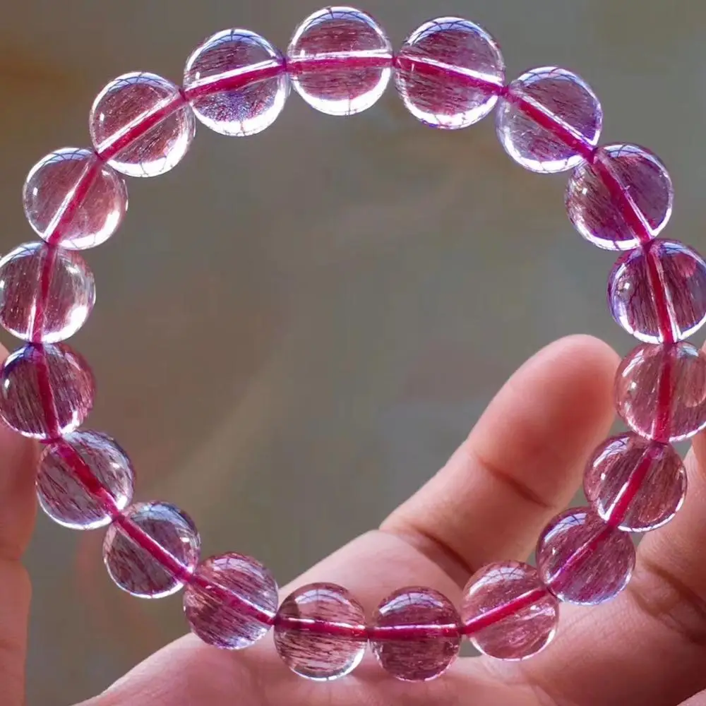 

10.5mm Natural Red Hair Rutilated Bracelet Jewelry For Women Men Gift Super 7 Melody Crystal Round Beads Stretch Bracelet AAAAA