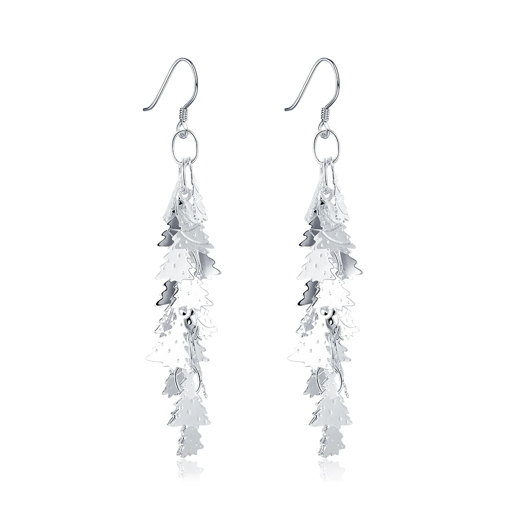 

2016 Christmas Tree Long Dangle Earrings For Women Fashon Silver Plated Wedding Jewelry Female boucle d'oreille mariage