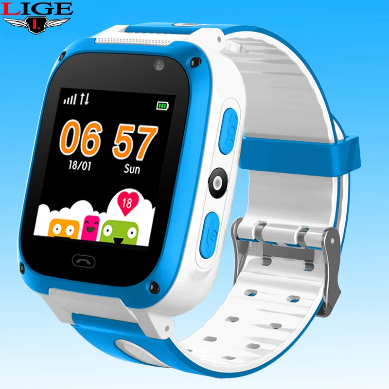 LIGE Smart watch  Kid Smart Watches Baby Watch for Children SOS Call LBS Location Finder Locator Tracker Anti Lost Child's gift