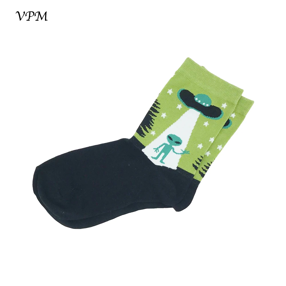 VPM, хлопковые женские носки, повседневная Милая уличная одежда, дизайн, забавные чужеродные свиньи, собаки, кошки, космический Принт, подарок для девочки - Цвет: C297