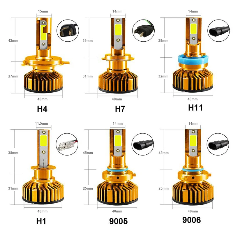 Hlxg желтовато-4300 K Супер Мини Размер 12V H1 Led H7 H4 Автомобильные фары комплект H3 9005 HB3 9006 HB4 H8 H11 Авто противотуманных фар с возможностью креативного освещения