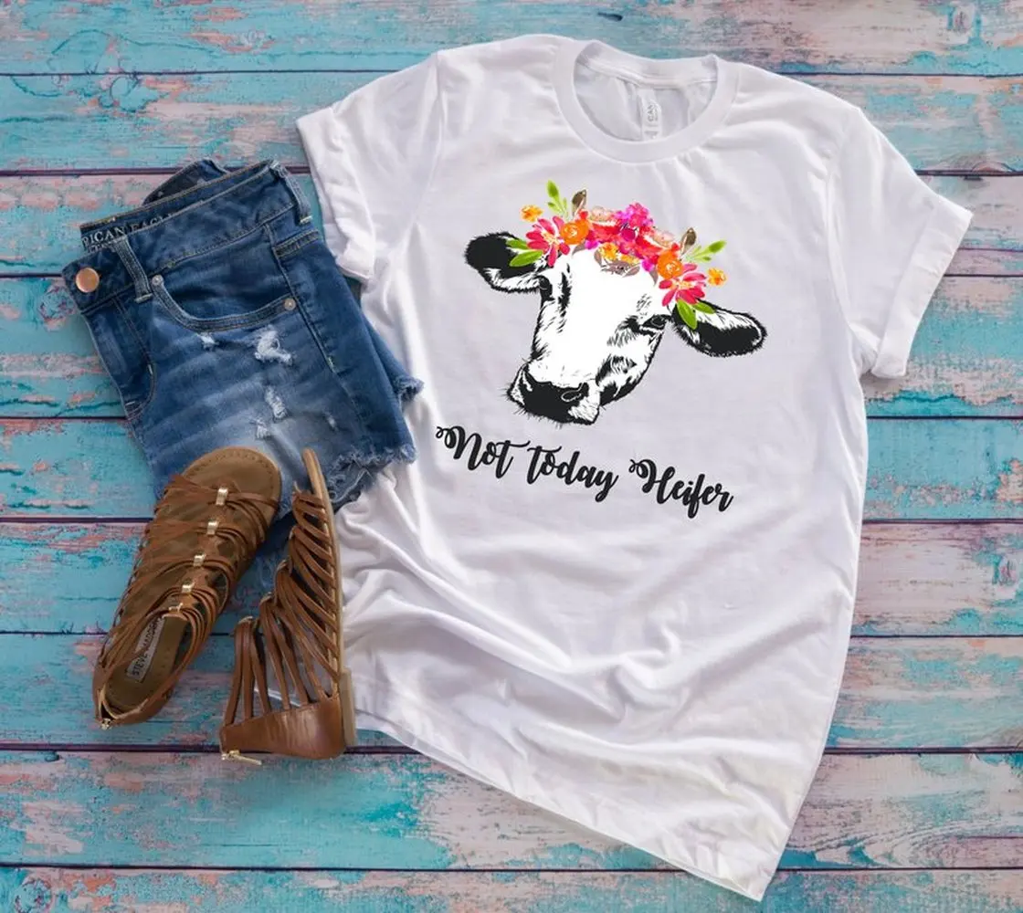 Не сегодня heifer Футболка женская Корова рубашка фермерская Cowgirl животных