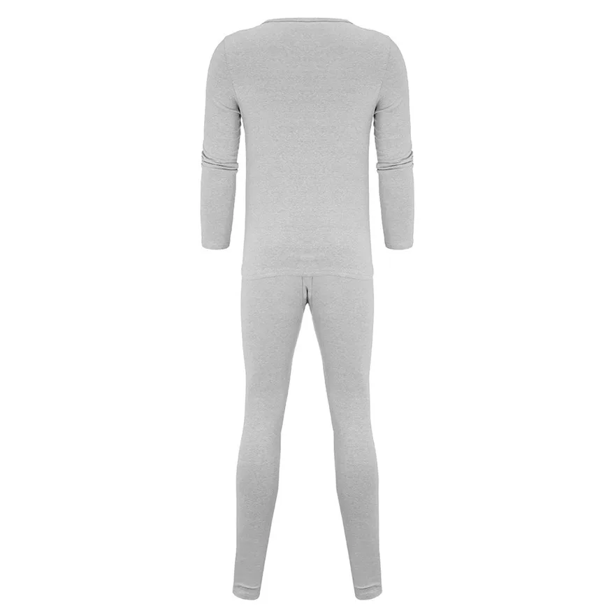 Solid Winter Thermal Underwear Men's Daily comfortable Suit Circular Collar Warm Clothing Set#0927 A#487 - Цвет: Gray