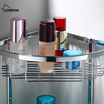 

Bathroom Shelves 2 Layer 304 Stainless Steel Shower Corner Shelf Wall Mount Shampoo Storage Shelf Bathroom Basket Holder Kf10