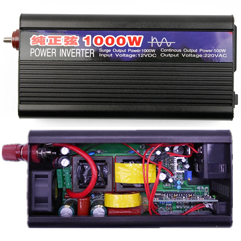 Инвертор с чистым синусом автомобиля 12V 220V 1000W DC волна Мощность инвертор