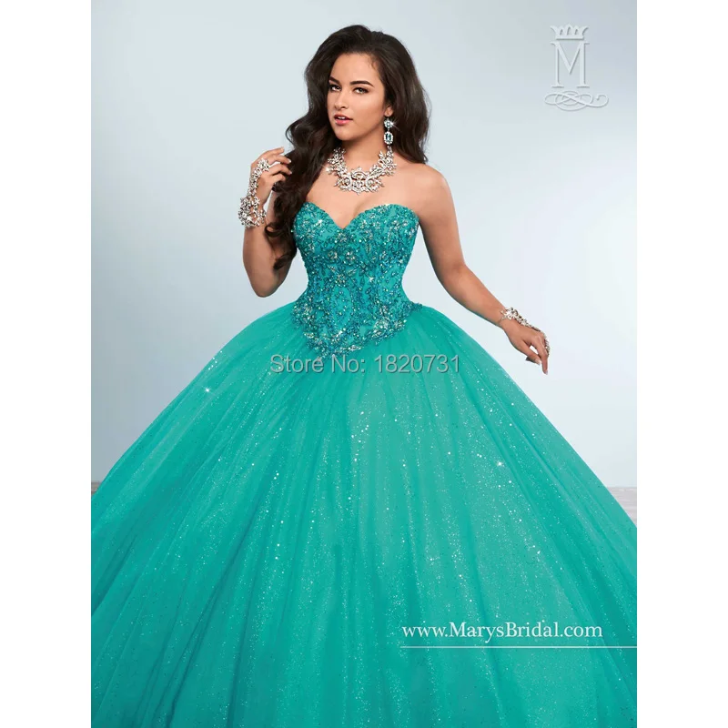 

Charming Sweetheart Ball Gown Quinceanera Dresses Beading Crystal Sequined Tulle Debutante For Sweet 16 Years Dress