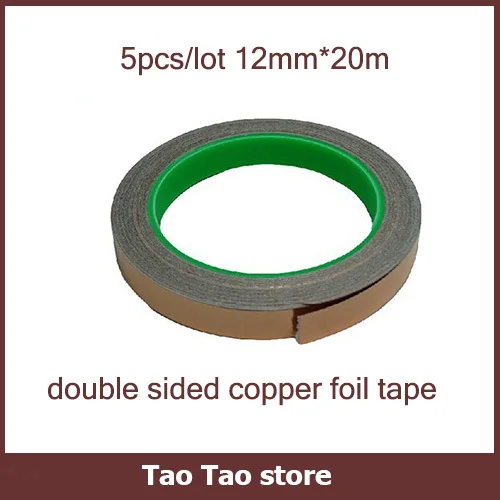 5PCS/LOT 12mm*20m length conductive copper foil tape double sided
