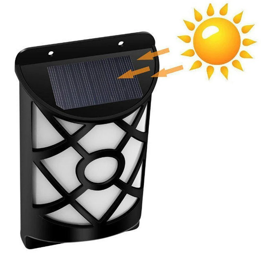 Movido a Energia Lâmpada de Parede Solar para Cerca Luz de Parede à Prova Chama Bruxuleante Água Solar Led Âmbar Pátio Porch Gramado Quintal Jardim Deck 66 d' 10 66 Chama Bruxuleante Luz de Parede À Prova D' Água Movido A Energia Solar LED Âmbar Pátio Porch Lâmpada de parede Solar para Cerca