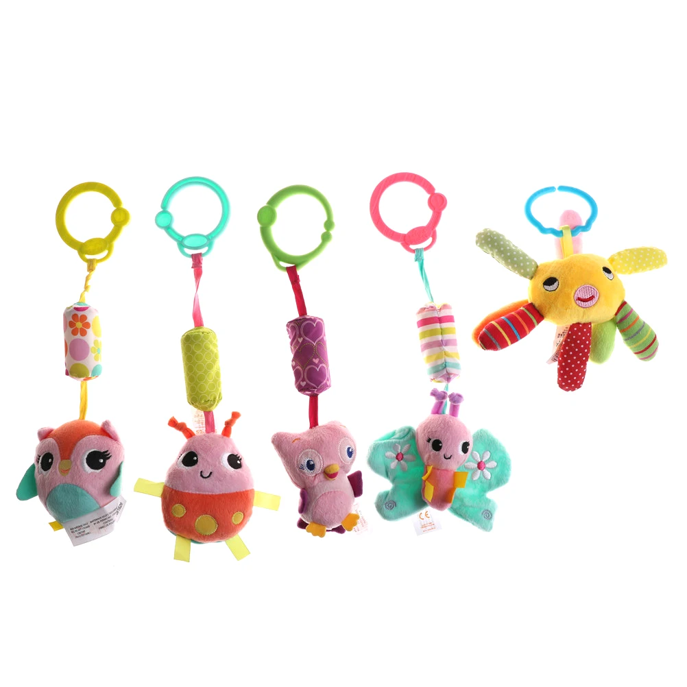 

Cartoon Animals Plush Infant Hanging Rattle Ring Bell Bed Pram Baby Stroller Accessories Baby Crib Stroller Rattle Toy
