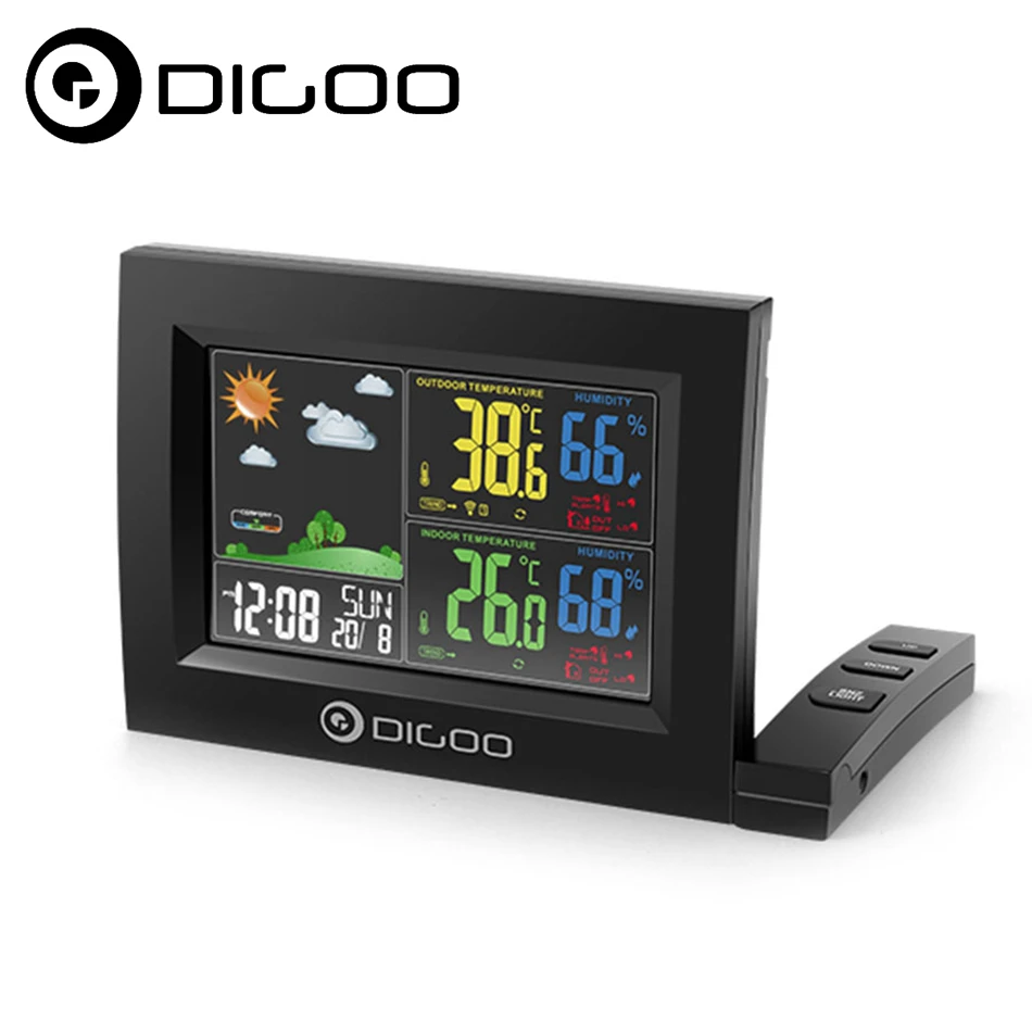 

DIGOO DG-TH8530 Smart Home Color Screen for Weather Station Temperature Alarm Dual Clock Home Thermometer Hygrometer Sensor