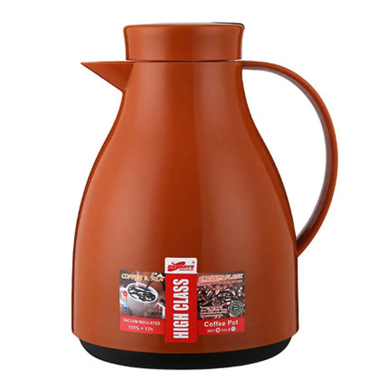 DAYDAYS Glass Liner Thermos Flask Plastic Water Jug Red/White Coffee