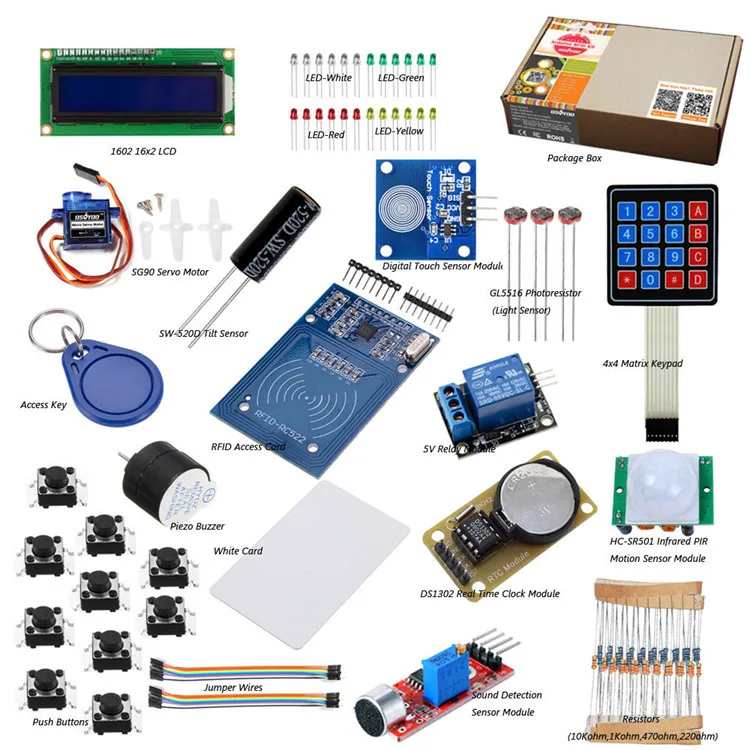 OSOYOO RFID Starter Kit for Arduino UNO R3 Upgraded Version Learning Suite 1602 LCD Servo Motor Relay Buzzer US OSOYOO RFID Starter Kit for Arduino UNO R3 Upgraded Version Learning Suite 1602 LCD Servo Motor Relay Buzzer US