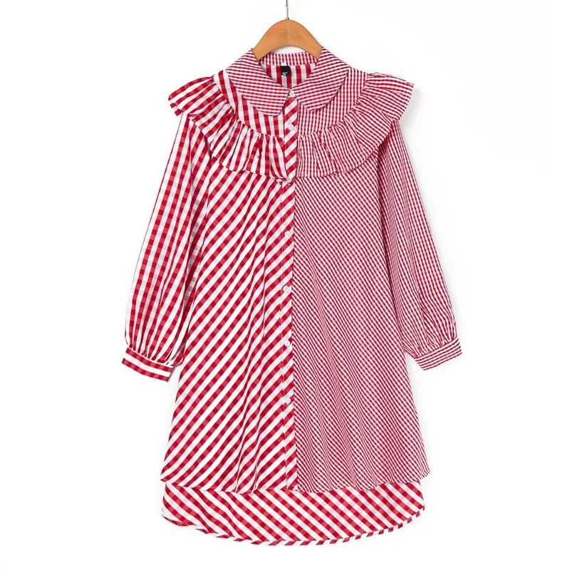 Red long sleeve dress peter pan collar