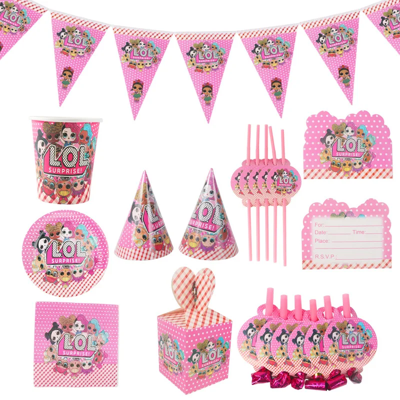 

LOL dolls surprise Birthday Party theme Decorations Supplies Pattern LOL Surprise Doll Cartoon Character Theme toys set