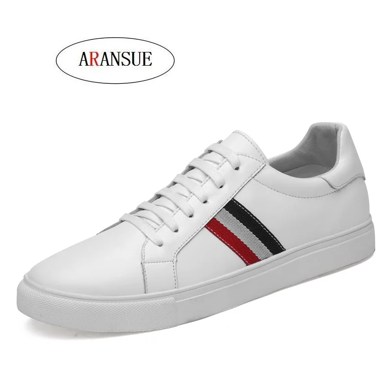 

ARANSUE 2019 NEW spring Young men England Ventilation Genuine leather Simple fashionable casual shoes Korean Vulcanized shoes
