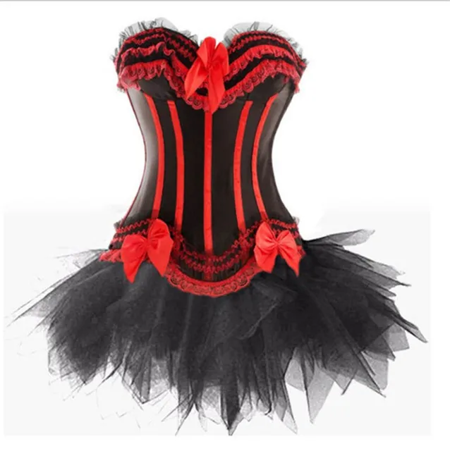 Gothic Burlesque Corset and Black Tutu Skirt Outfit Women Halloween ...