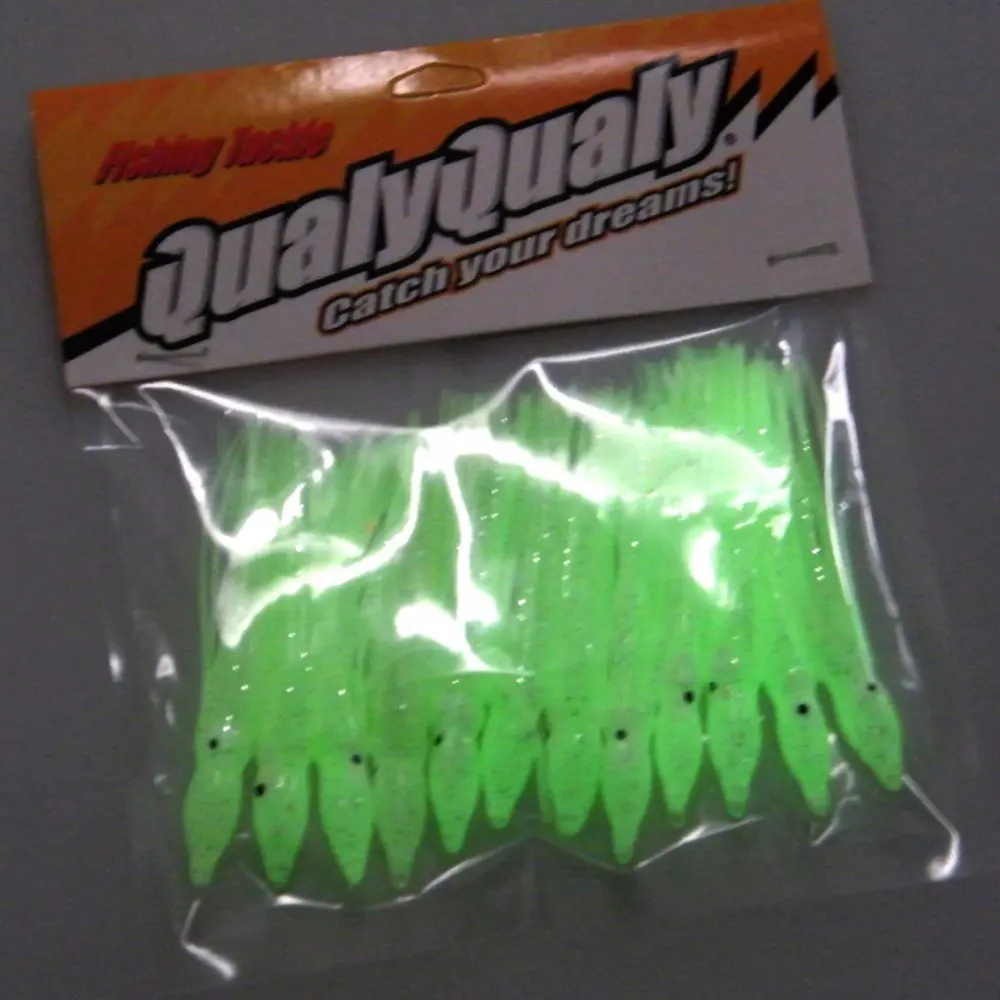 Promotion!! 30X 75mm 2g Fishing Lures shiny GLOW OCTOPUS SQUID SKIRTS SOFT LURE