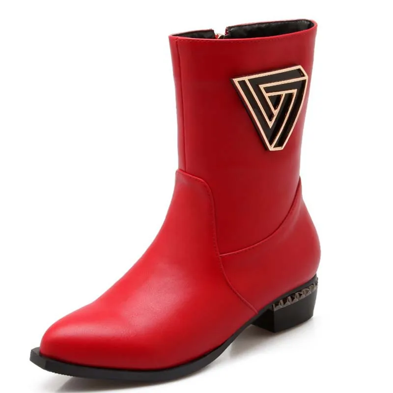 New Style Red Motorcycle Boots Autumn Winter Women Fashion Boots