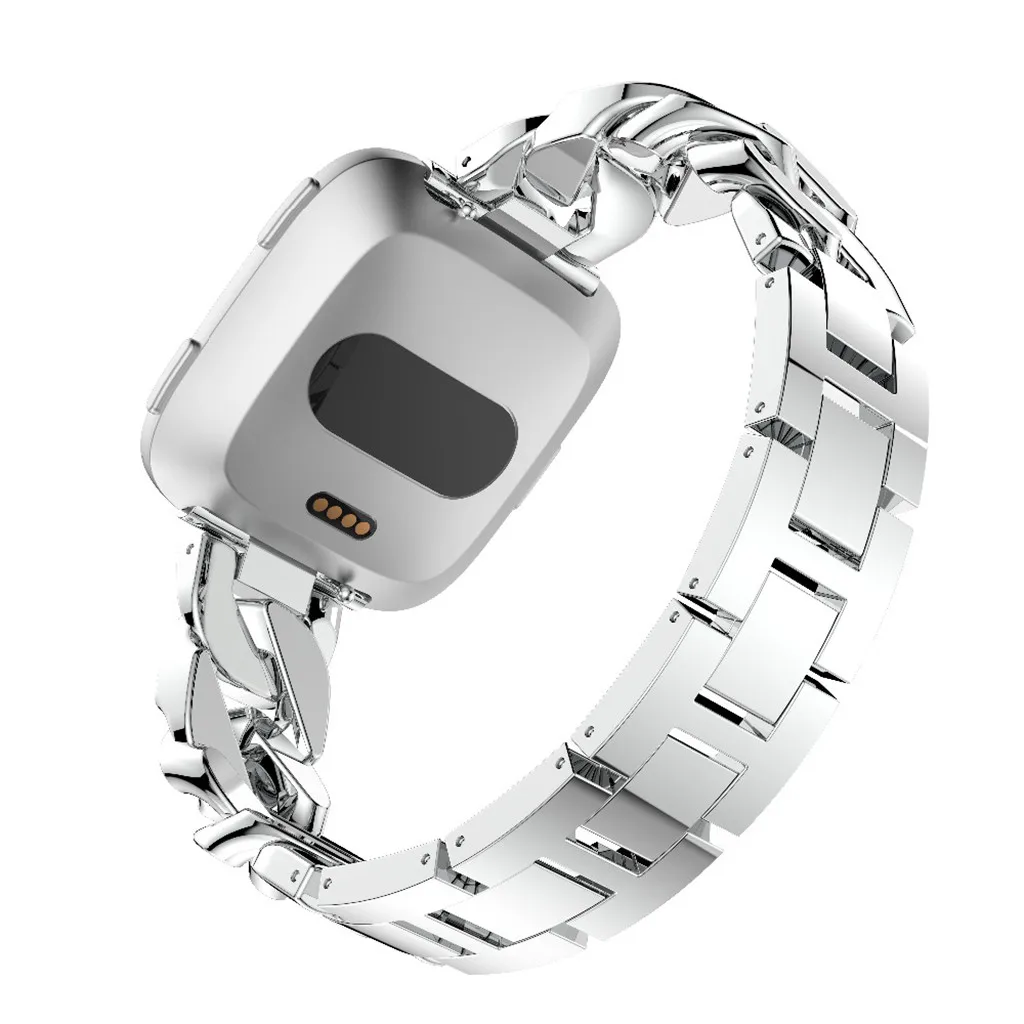 Однорядные ковбойские часы из сплава с бриллиантами ремешок для Fitbit Versa Lite p45 - Цвет: SL