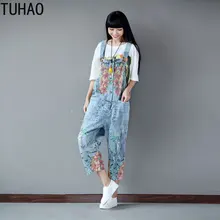 TUHAO летний шикарный женский джинсовый комбинезон с принтом и дырками, женский свободный джинсовый комбинезон с принтом, женские комбинезоны, штаны LLJ