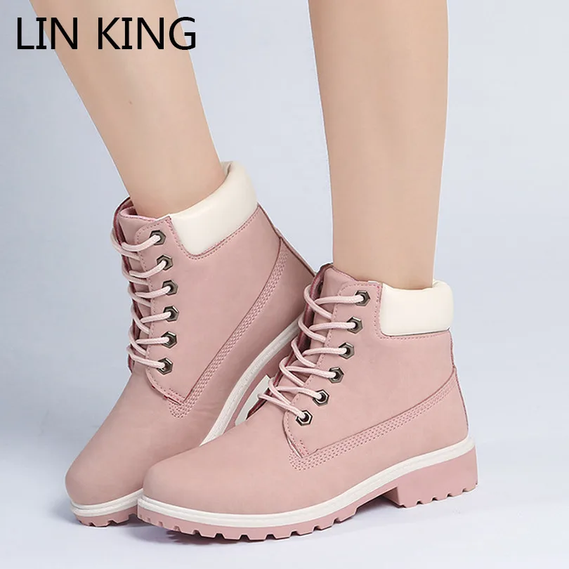 LIN KING/модные женские полусапожки с круглым носком большие размеры ботильоны на