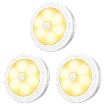 

6LEDs PIR Body Motion Sensor Activated Wall Light Night Light Induction Lamp Closet Corridor Cabinet led Sensor Light Battery