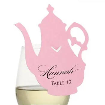 

custom Teapot Alice Wedding Placecards Wine Glass Escort birthday baby shower Blank Reception Place Name Cards