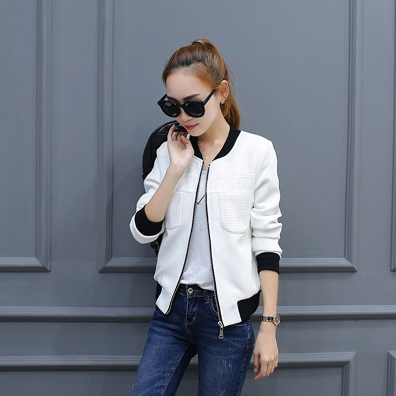 2018 Spring Long Sleeve Bomber Jacket Women Baseball Jacket Slim Plus Size Harajuku Zipper Basic Solid Jacket Coat Streetwear