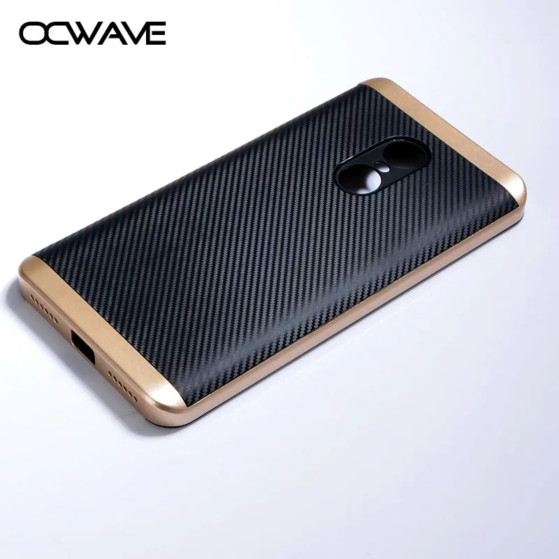 

Luxury Case for Xiaomi Redmi note 4 silicone with PC material cover for Redmi note 4 carbon fiber & metal button design