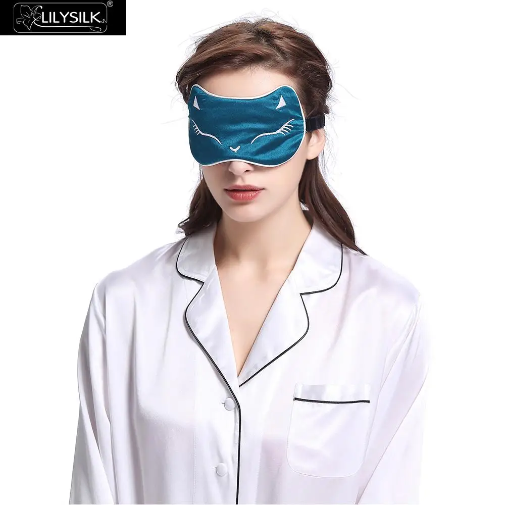 Lilysilk 100 Pure Silk Eye Mask Wide Elastic Band 19 Momme Dark Teal