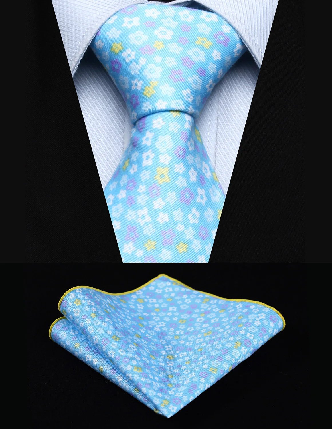 Tmf107b8s сине-белые цветочный 3.4 "хлопок печатных Для мужчин галстук платок комплект свадьбу классического платок галстук