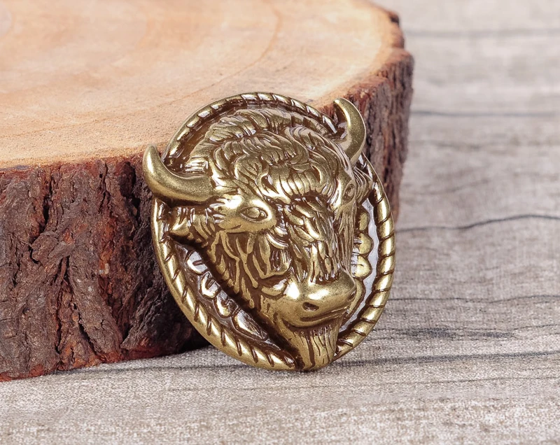 

2PC 48*50MM Buffalo Head Bison Leather Craft Western Copper Decoration Screw Back Attachment Horse Saddles Studs