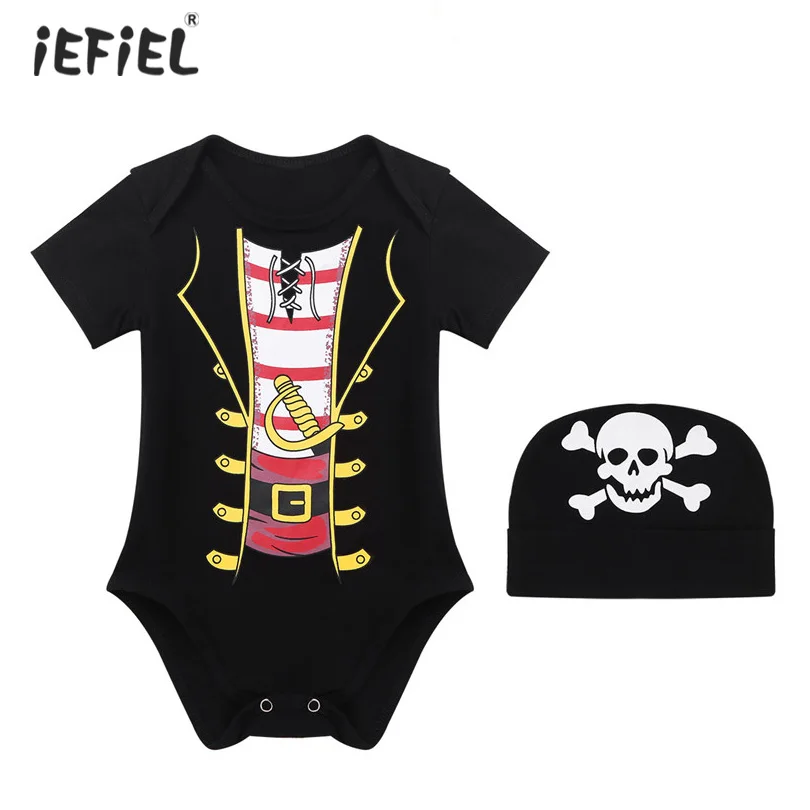 

Infant Baby Boys Pirate Romper Halloween Costumes Newborn Toddler Short Sleeves Printed Romper Jumpsuit Baby Clothes Photography