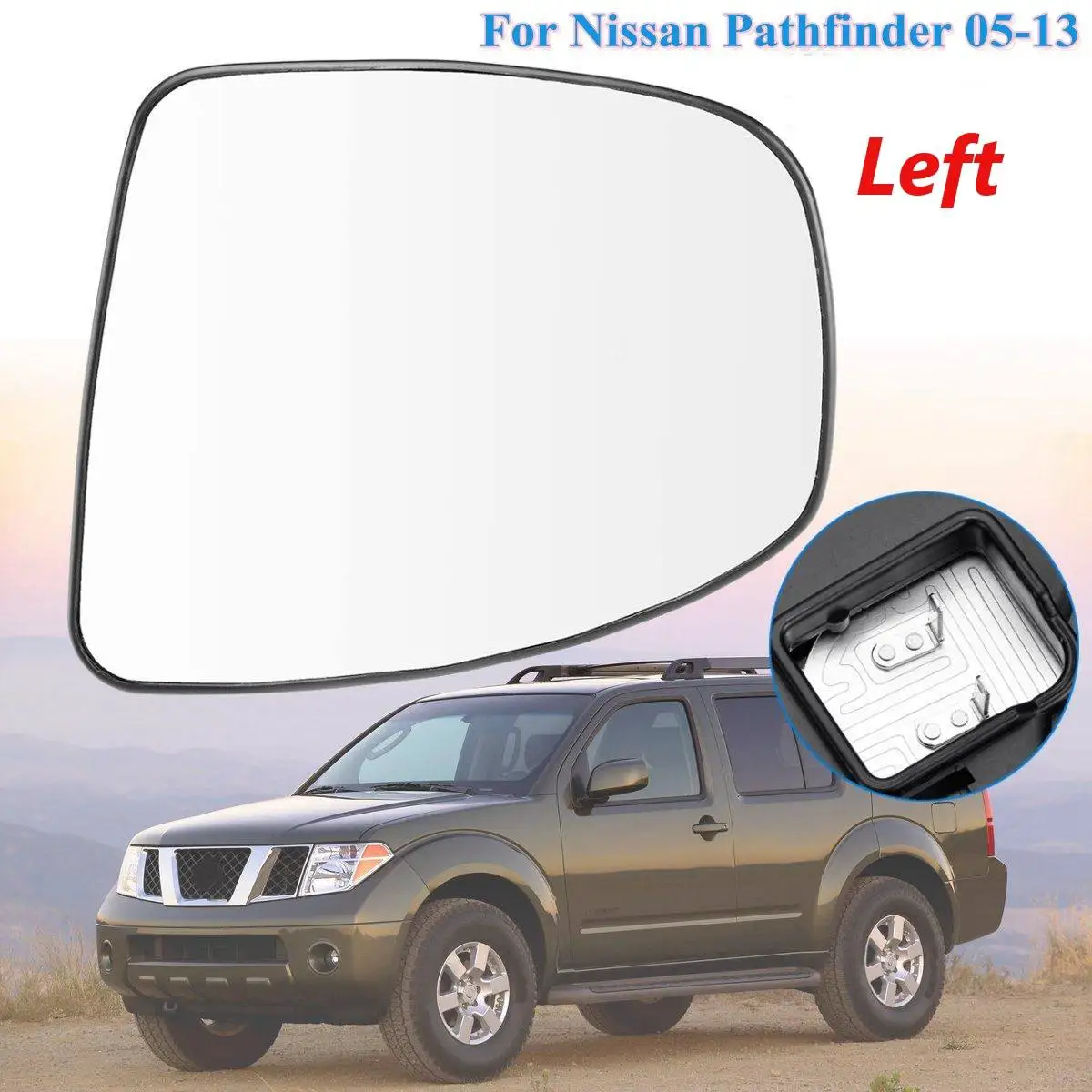 

Replacement Right Left Side Door Heated Wing Mirror Glass w/ Heated Function for Nissan Pathfinder R51 2005 2006 2007 2008-2013