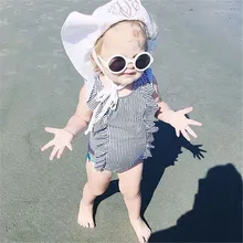 Детский купальник для девочки, купальный костюм с оборками, бикини, полосатый купальник, Bebek Mayo, детские купальники для девочек, детский купальник