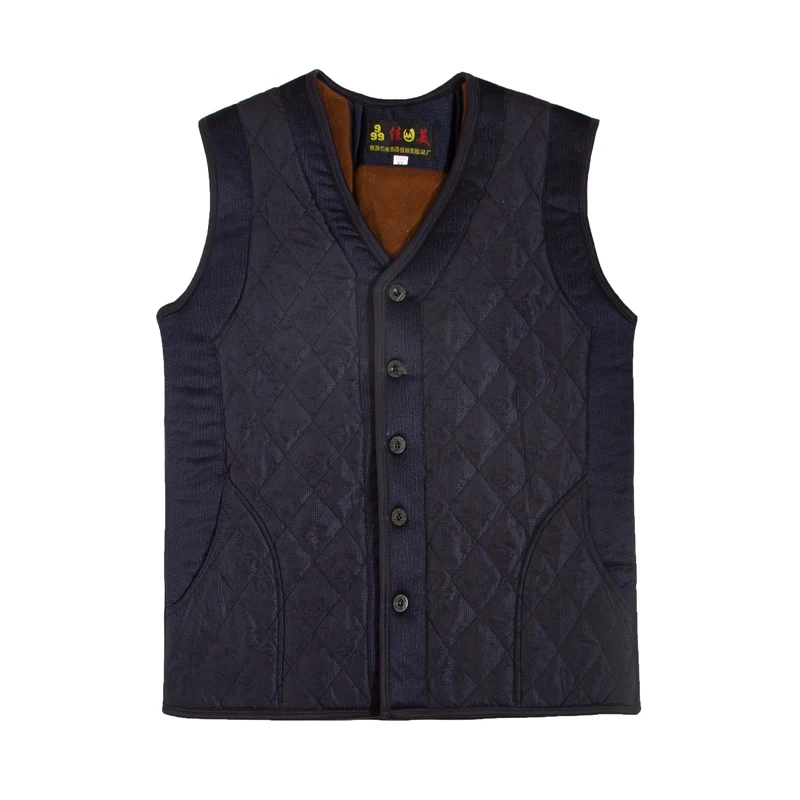 

Mens Vest for Autumn Winter V-ncek warmful cotton inside waistcoat vest solid color with flock fabric lined vest for male
