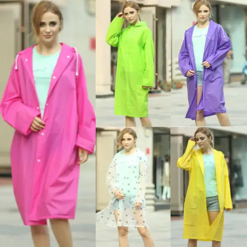 

Transparent EVA Women Raincoat Waterproof Outdoors Jacket Long Hood Shear Vinyl
