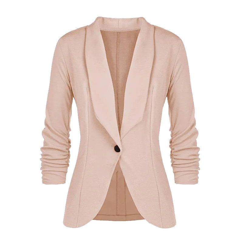

Brand Female Blazer Coat Fashion Autumn Women Blazers Black Work Office Lady Suit Slim White Black None Button Business 3XL Top