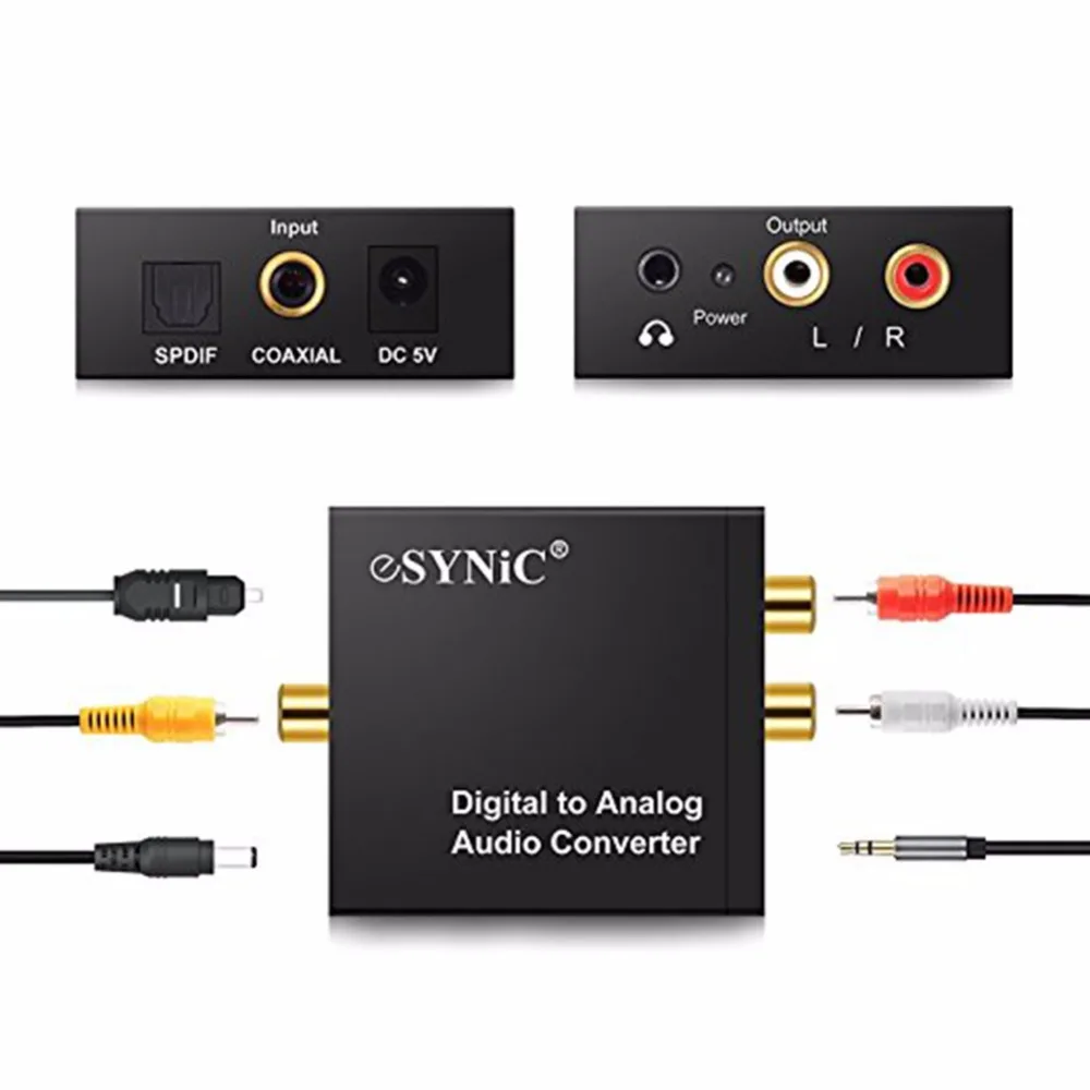 

Toslink Coaxial Optical Fiber Digital to Analog Audio AUX 3.5mm Jack RCA L/R Converter SPDIF Digital Audio Decoder Amplifier