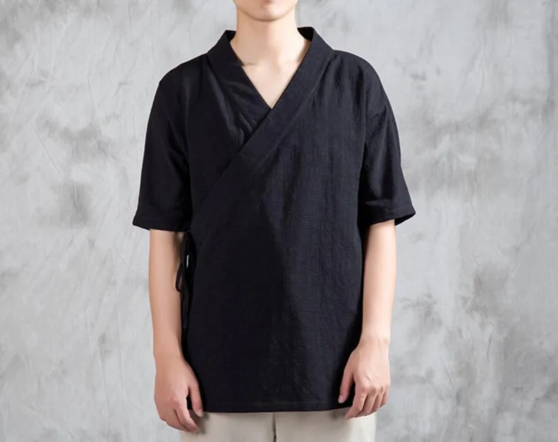 Мужская рубашка нового поступления в китайском традиционном стиле кунг-фу рубашки с коротким рукавом M-3XL-4XL-5XL-6XL