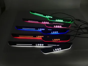 Osmrkポイントでnerfバー & ランニングボードled移動ドアスカッフプレートオーバーレイ動的光歓迎ランプオペル