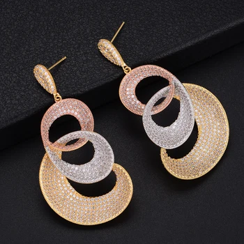 

Godki 2019 Charms Big Statement Twist Earrings For Women Luxury Full Cubic Zircon Wedding Bridal DUBAI Dangle Earrings Jewelry