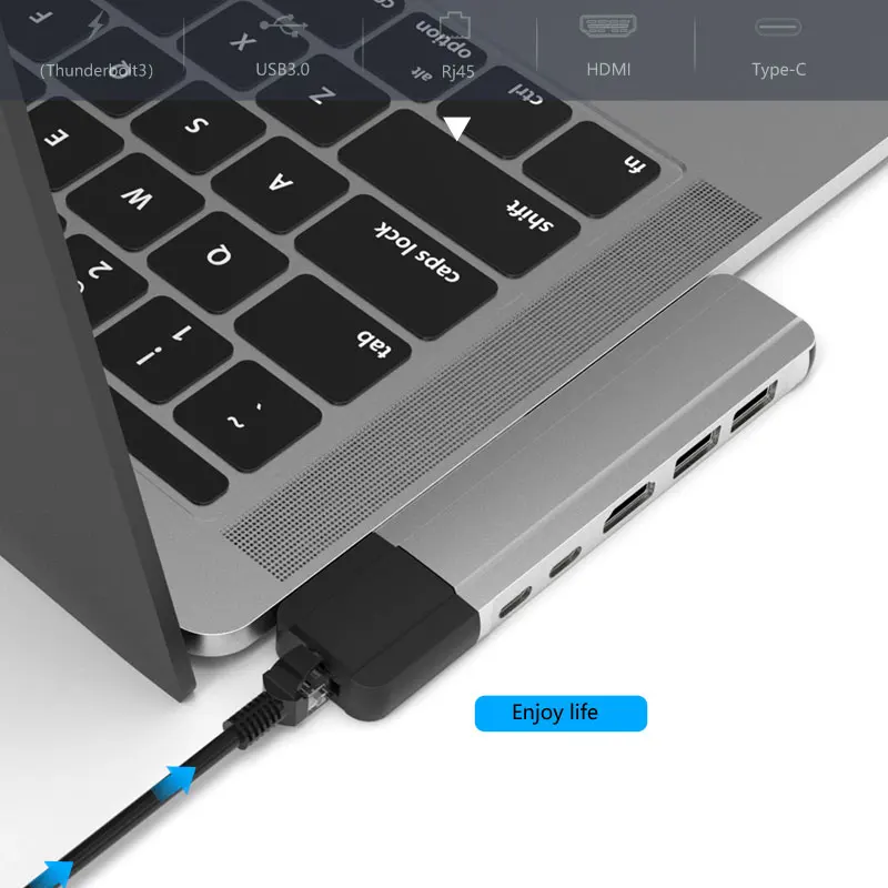EASYA Thunderbolt 3 адаптер концентратор USB Type C к HDMI Rj45 1000 м USB-C док-станция с PD данных USB 3,0 порт для MacBook Pro/Air