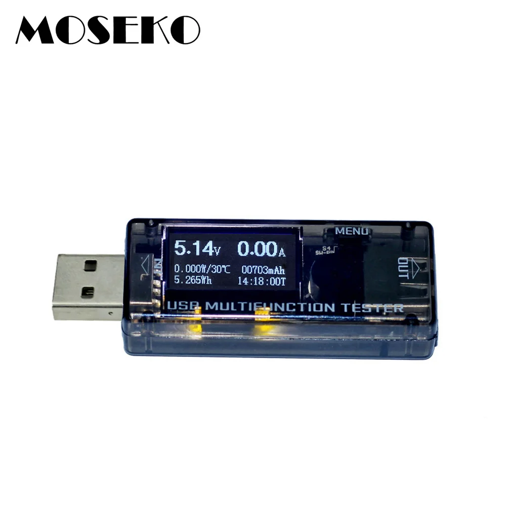 MOSEKO 8 в 1 электронный ток Напряжение Ёмкость тестер USB Мощность метр, 4-30 в 0-5A Напряжение мультиметр USB Зарядное устройство Тестер