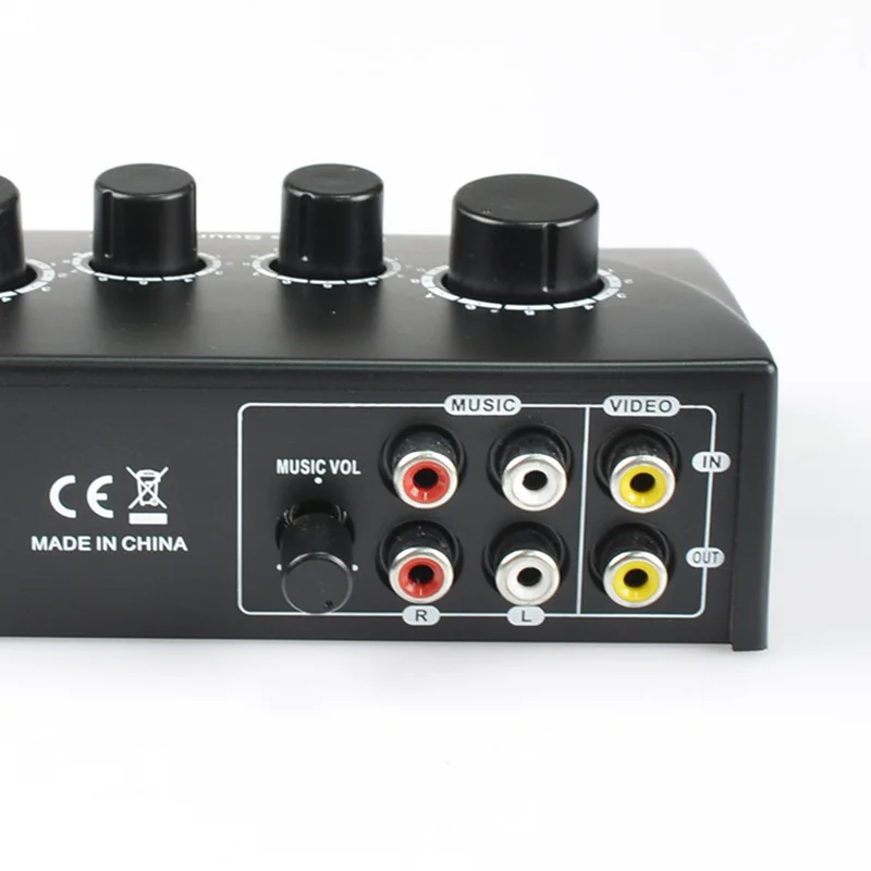 ABGN Hot-N-3 Portable Dual Mic Inputs Audio Sound Mixer For Amplifier & Microphone Karaoke Ok Mixer Black Us Plug for Company