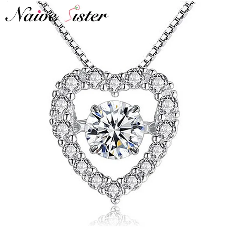 

Shiny Heart Pendants Fashion Cz Stones Crystal Neckalce For Women Cute Valentines Gifts Girlfriend Love Jewelry Long Box Chain