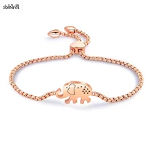 Милые Браслеты со слоном для женщин люксовый бренд 316l браслет из нержавеющей стали Женский стальной кулон регулируемый браслет цепь
