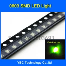 200 шт./лот нефрит зеленый Цвет 0603 светодиодный SMD ультра яркий диод свет