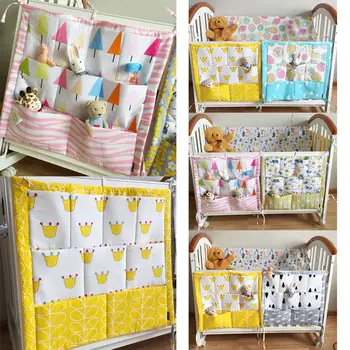 

Baby Hanging Storage Bag Baby Cotton Crib Organizer Newborn Toy Diaper Pocket for Crib Bedding Set Baby Bed Accessories Newborn